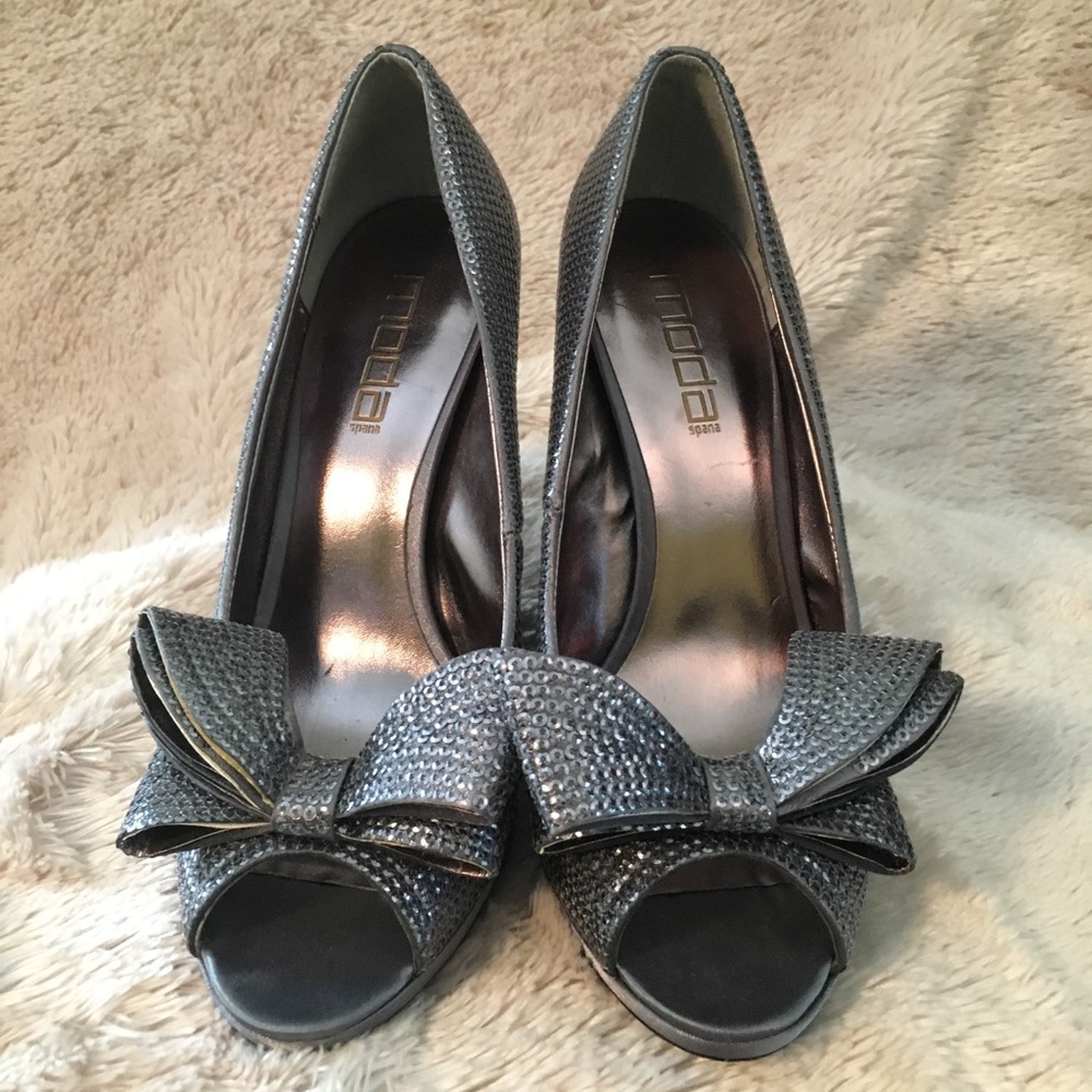 Moda Peep Toe Sequin Heels
